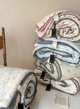 205新款韩暖式全棉双层xilL纱春秋被2芯冬被加厚保蕾丝花边皱皱棉