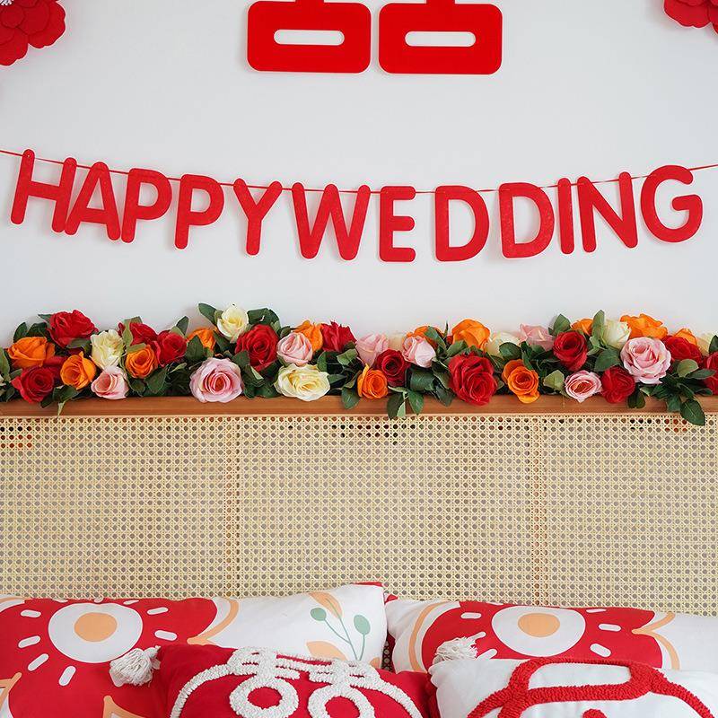 尚花23423423米特婚房婚装饰藤仿真花藤结床头花假玫瑰藤条婚礼蔓