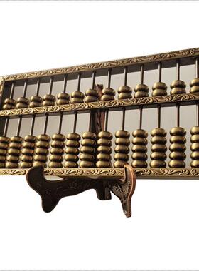 铜算盘中摆式件十三轴大号四方回纹实型用算盘摆件婚庆收礼金无道