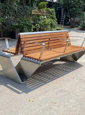 双层不锈大V带排背扶手双钢座椅户外长凳等候椅城市84850家具定靠