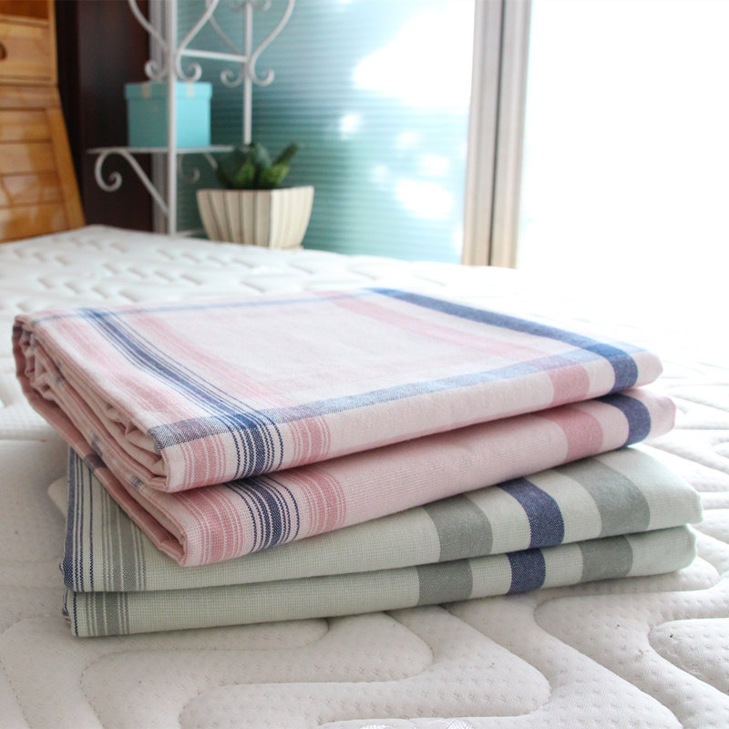 全棉老粗布床单 秋冬加厚纯棉老土布睡单被套 简约条纹四件套
