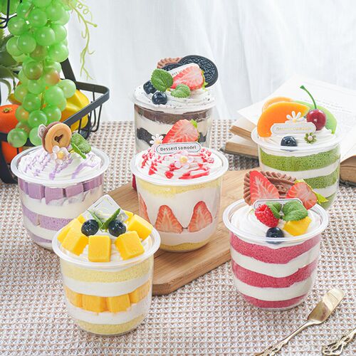 仿真波波杯水果奶油蛋糕网红甜品模型G假食物道具食品玩具酸奶圣