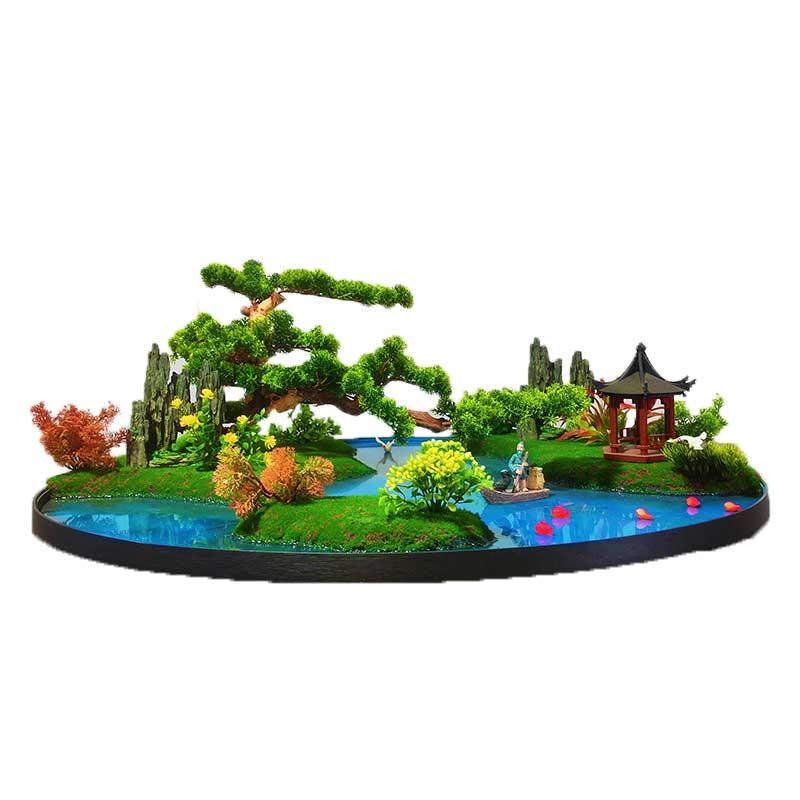 大圆桌中间转盘摆件餐桌花摆花高端现代简约餐桌上的假花沙盘盆景