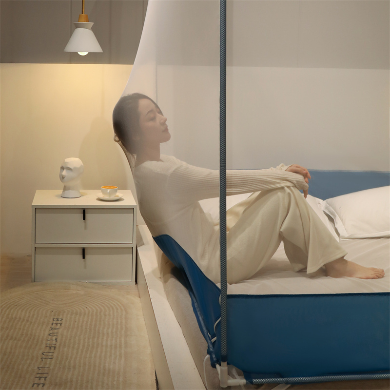 家用宝宝防摔蚊帐防宝宝掉床1.5m1.8米坐床式2米拉链方帐全底加高