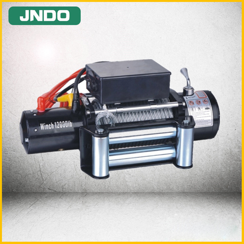 12000磅电动绞盘12V24V钢丝绳汽车牵引脱困救援工具车载电动绞盘