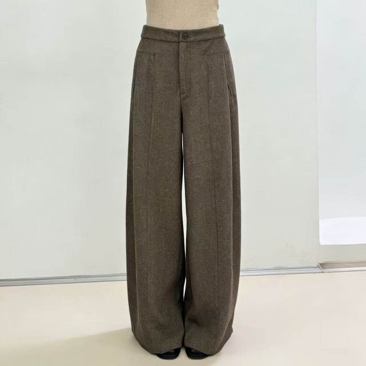 【1-24】9027极简风毛呢阔腿裤女高腰显瘦宽松弯刀裤休闲裤,女装/女士精品,休闲裤,淘宝优惠券,粉丝福利购,淘宝优惠卷