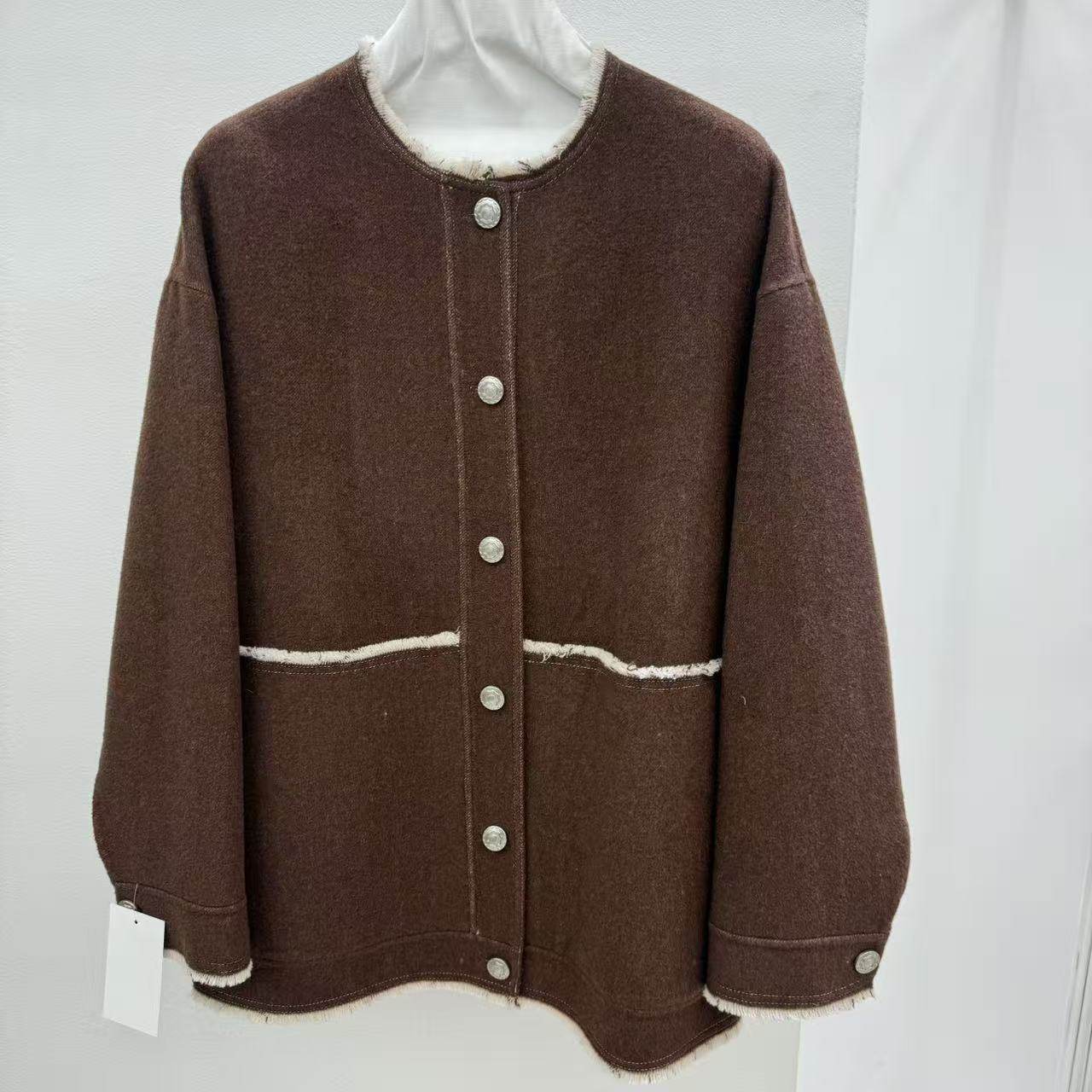 【1-24】9553极简风毛呢短外套女圆领纽扣开衫厚款大衣棕色,女装/女士精品,毛呢外套,淘宝优惠券,粉丝福利购,淘宝优惠卷