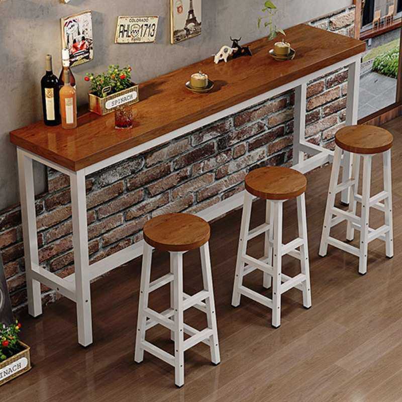 吧台桌阳台窄桌子家用高脚桌靠墙隔断奶茶店酒吧简约长条桌椅组合