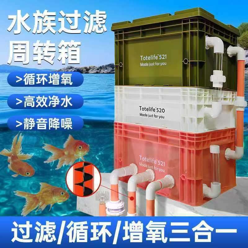 周转箱过滤器鱼缸内置过滤箱大容量多层循环水泵耐用