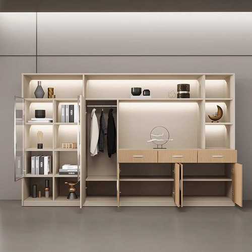 书柜文件柜简约现代老板办公室办公桌背景柜感应式灯光资料柜木质