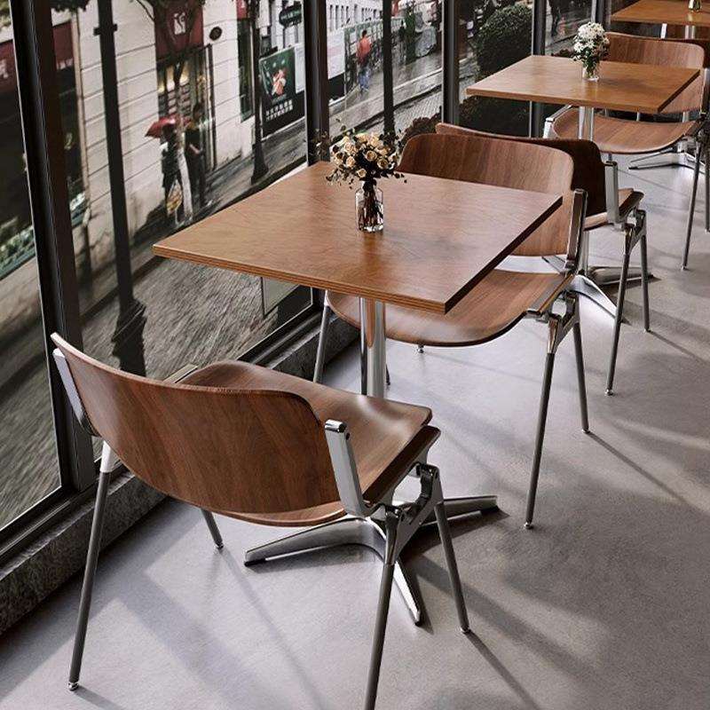 咖啡店方桌咖啡厅奶茶店桦木海洋板桌子复古甜品烘焙店餐桌椅组合