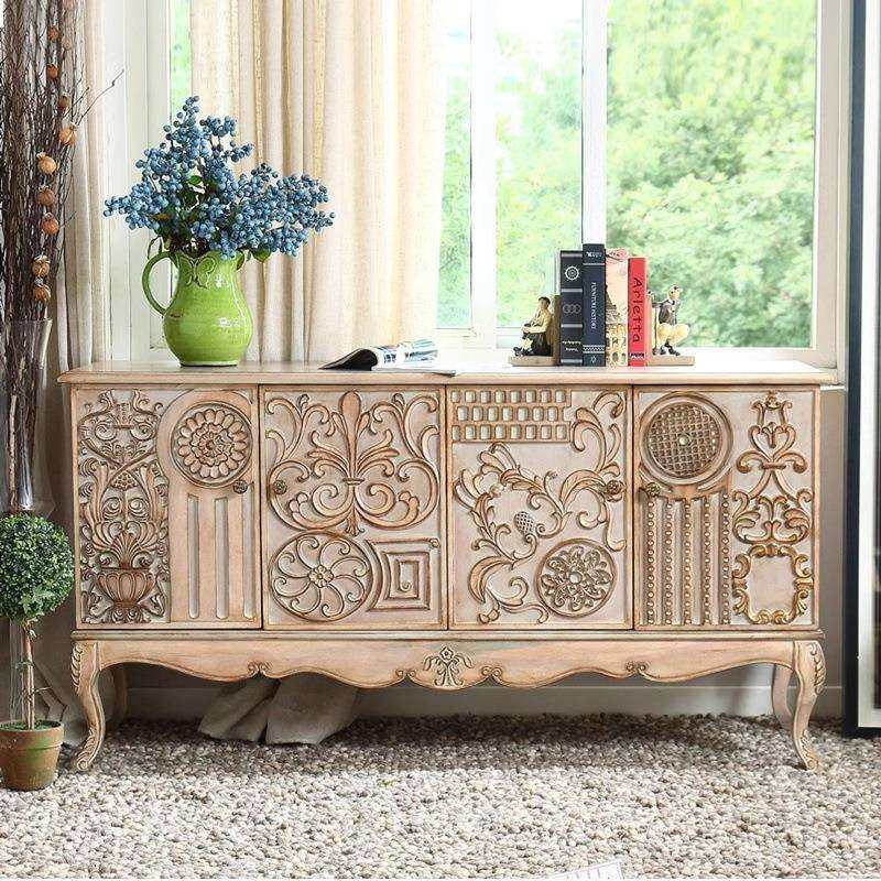 美式乡村新古典实木餐边柜客厅雕花轻奢电视柜复古做旧玄关置物柜,电子元器件市场,其它元器件,淘宝优惠券,粉丝福利购,淘宝优惠卷