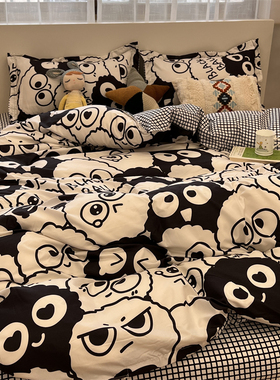 水洗棉男学生宿舍夏季1.5m床上三件套床单人被套上下铺被子四件套