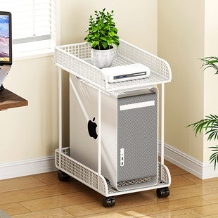 主机托架台式电脑主机箱托架底座置物架带轮可移动两层Y铁艺放置