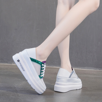 夏季透气网面百搭女鞋小码小白鞋女3132H33内增高松糕鞋厚底两穿3
