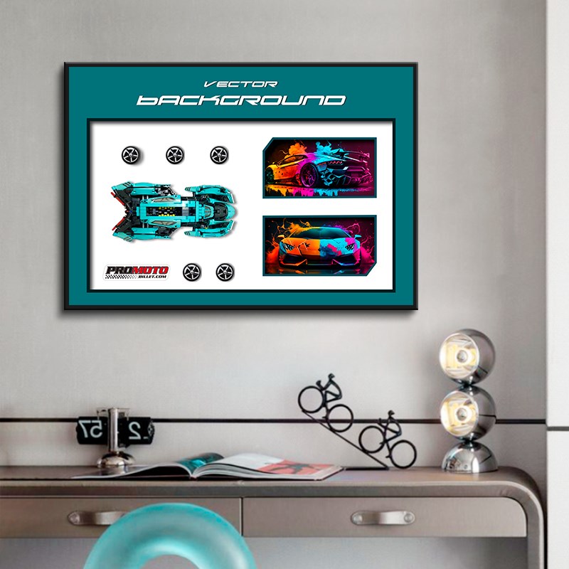 积木上墙相框高级感汽车装饰画立体实物画客厅餐厅挂画卧室儿童房