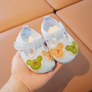 室内鞋 小男童凉鞋 男宝H一岁婴儿软底布鞋 八个月宝宝鞋 网 2025新款