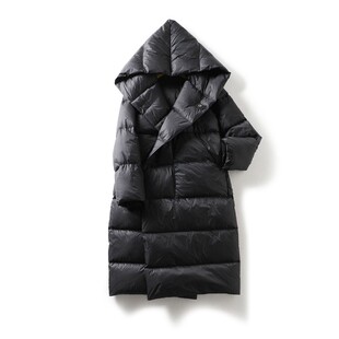 行走 连帽过膝羽绒服冬 羽绒被忽略i渣图上身超赞350g鹅绒中长款