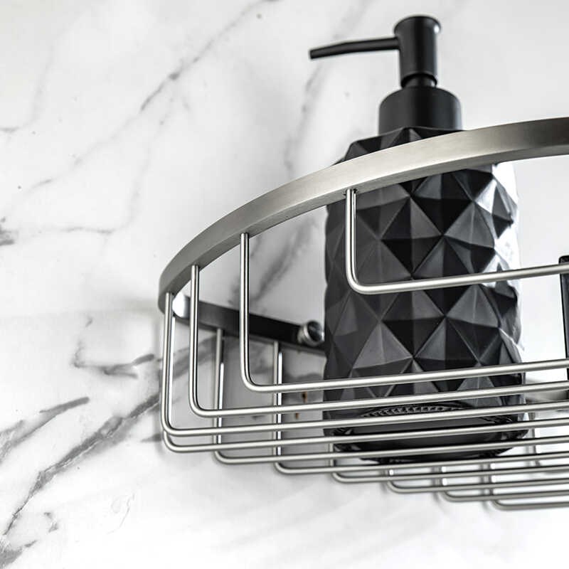 哑光拉丝镍304不锈钢三角篮卫生间置物架壁挂三角架浴室五金挂件