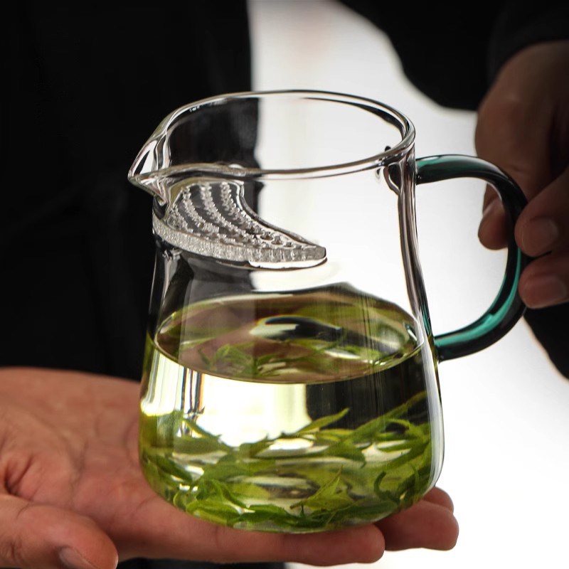 玻璃公道杯茶漏一体绿茶茶具过滤泡茶公杯滤网功夫分茶器一壶
