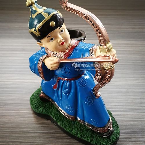 蒙古族特色卡通摆件 小孩射箭笔筒 内蒙古工艺品 草原旅游纪念品