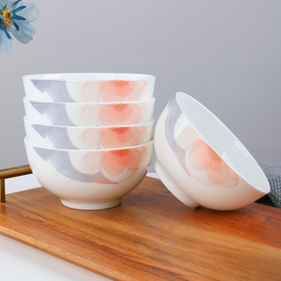 釉下彩骨瓷米饭碗家用中式 吃饭碗粥碗面碗陶瓷小汤碗奶油风餐具