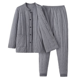 成人棉袄棉裤 冬季 纯棉花手工棉衣套装 男士 老人内穿居家服 棉服男款