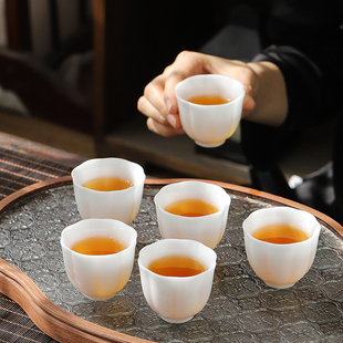 冰种茶杯德化白瓷小茶杯冰冻玉瓷闻香杯羊脂玉功T夫品茗杯陶瓷杯
