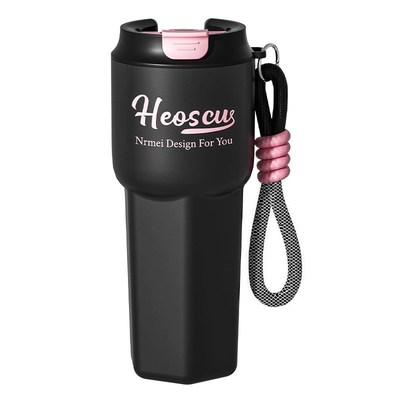 恩尔美咖啡杯陶瓷内胆保温杯大容量女生便携吸管水杯茶水分离杯子