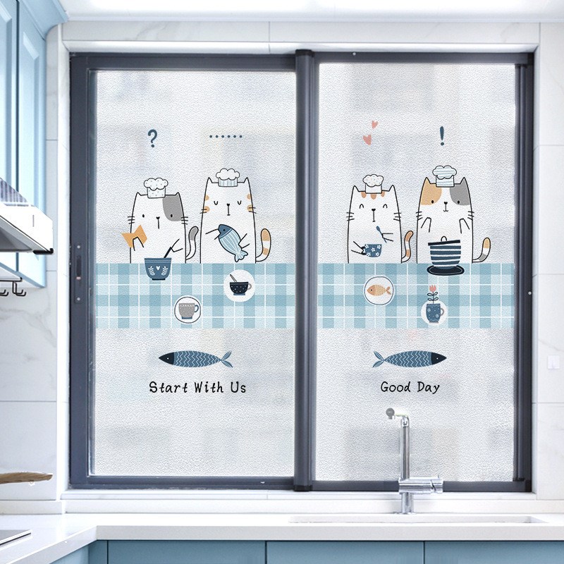 厨房玻璃贴纸窗户磨砂贴膜透光不透明遮挡膜遮光防窥防走光松之禾