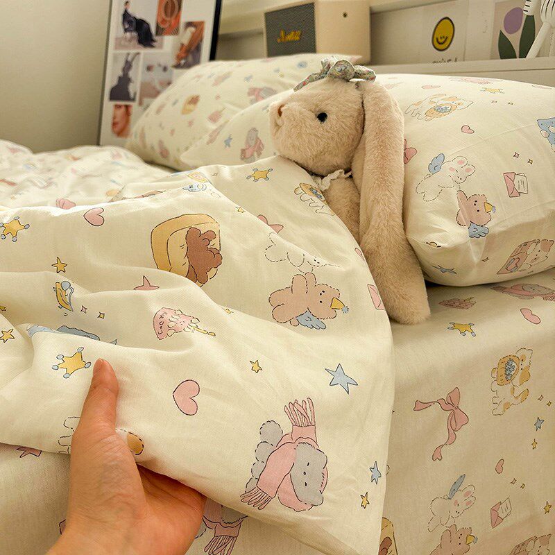 纸杯小猫纯棉被套单件100全棉150x200x230cm床单被罩1.5单人被单4