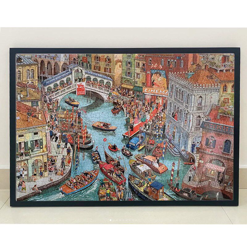 拥挤的运河2000片拼图框拼图裱框9769金属相框裱框框实木相框