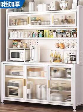 厨餐边收纳柜子储物柜多层门波炉锅房微具落地碗柜多F0Ie9Mjg功能