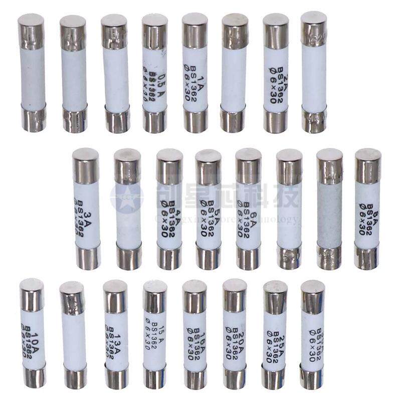 2FYK4种120个6*30m陶m保险瓷管熔断汽车家用常备保险丝0器.1~30A