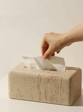 轻奢洞高石纸WGT巾盒客厅档颜值收纳餐桌奶油风个性创意面桌高抽