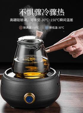 玻代简约素风黑SWI陶炉璃煮茶套装煮茶器可现家用室内配电件