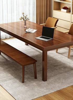 客大长书桌长条桌工作台用办公桌长家学习桌子72723实木腿电脑厅