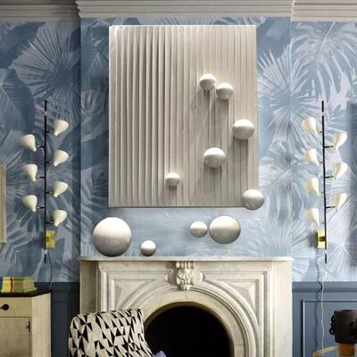 不锈钢饰球装画酒立体现术代轻奢店挂画样板房20200703售楼处客厅