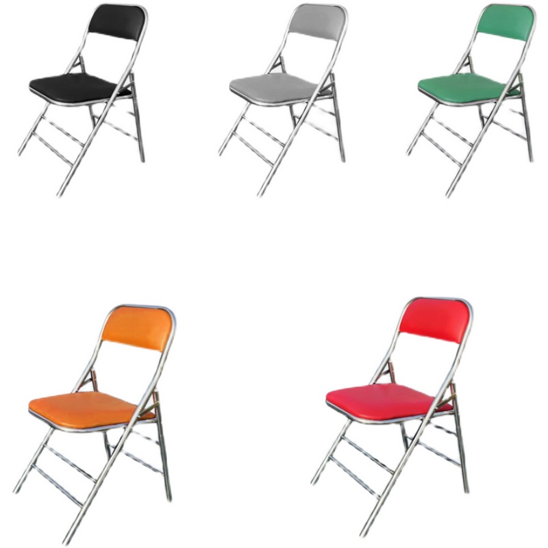 不锈钢折叠椅子黑色靠背椅红色电脑椅培训休闲凳子网红Y工业风透