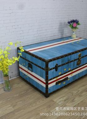 XEB欧子式复古茶几皮箱做经济型美式旧客工厅业风简约小户型迷你