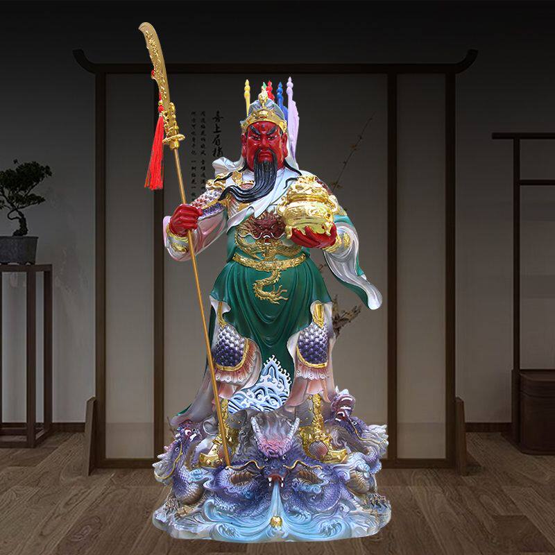 关公神像九龙关公武财神关羽关二爷招财摆件家用店铺供奉树脂佛像