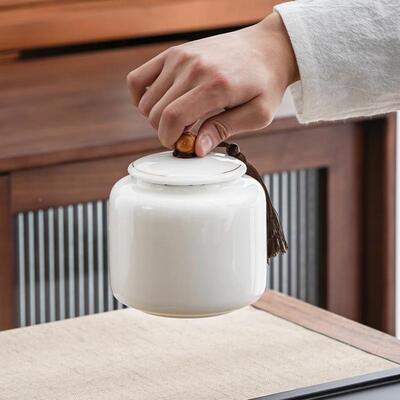 羊茶脂玉瓷ali-7234盒叶罐陶瓷密封罐半斤茶罐存储罐茶大号装家用