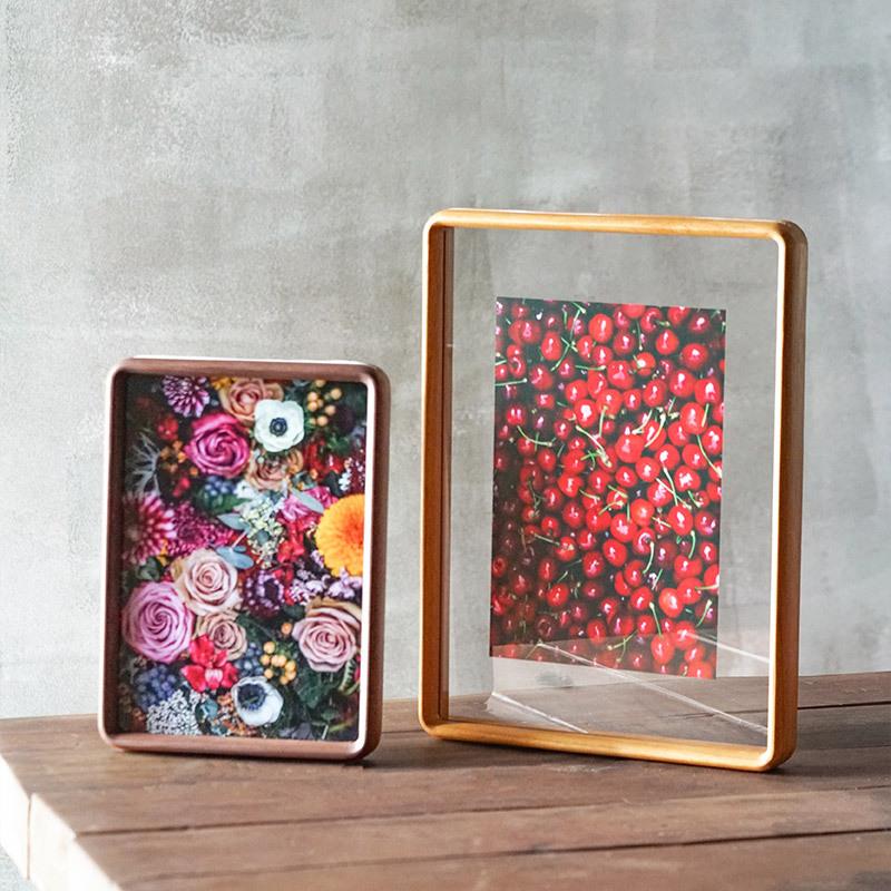 鲁大爷圆角双面透明框挂墙相实木照片装裱圆角透明画框克力相片框