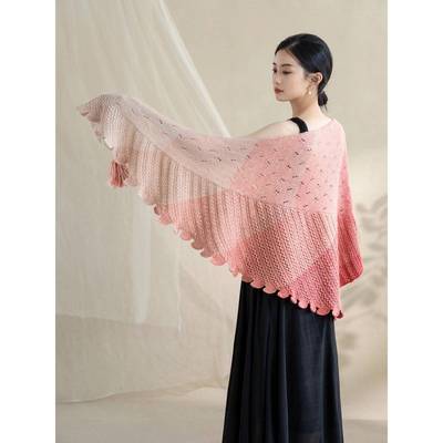 苏苏FIF家银杏披肩手工DY线编织棒针衣服披肩姐毛I团自制材料包