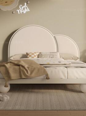 TYD100公主床女孩卧室奶油风1米5法式单人实木成长型女生儿童床现