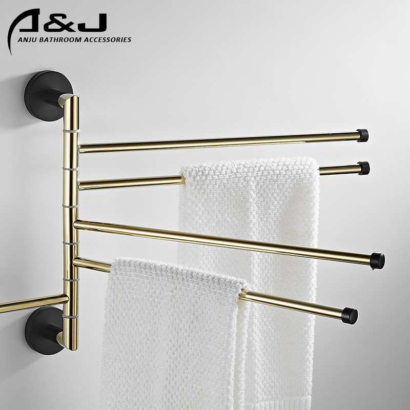 欧式黑金全铜活动毛巾杆加厚旋转毛巾架浴室挂件毛巾架壁挂活动杆