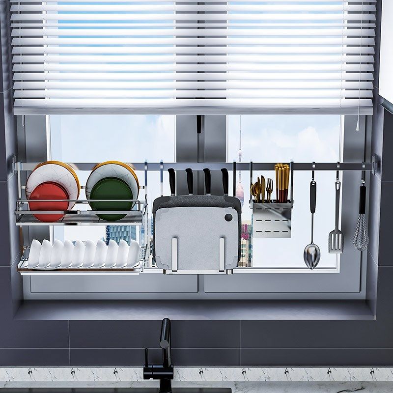 厨房窗户挂杆免打孔壁挂挂架304不锈钢置物架跨窗台收纳挂件套餐,厨房/烹饪用具,厨房置物架/置物柜/角架,淘宝优惠券,粉丝福利购,淘宝优惠卷