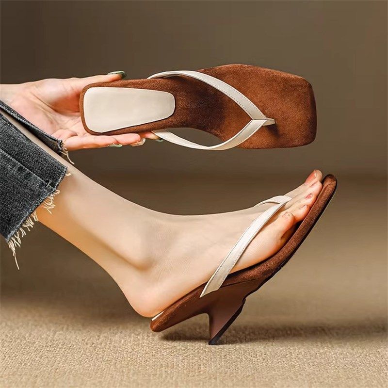 手工女鞋2025夏季新款简约拼色坡跟人字拖鞋女夏时尚外穿气质凉拖,女鞋,人字拖,淘宝优惠券,粉丝福利购,淘宝优惠卷