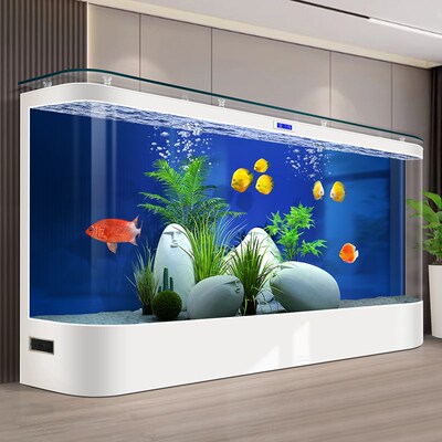 背滤鱼缸客厅大型一体成型办x公室招财靠墙落地智能水族箱生态恒