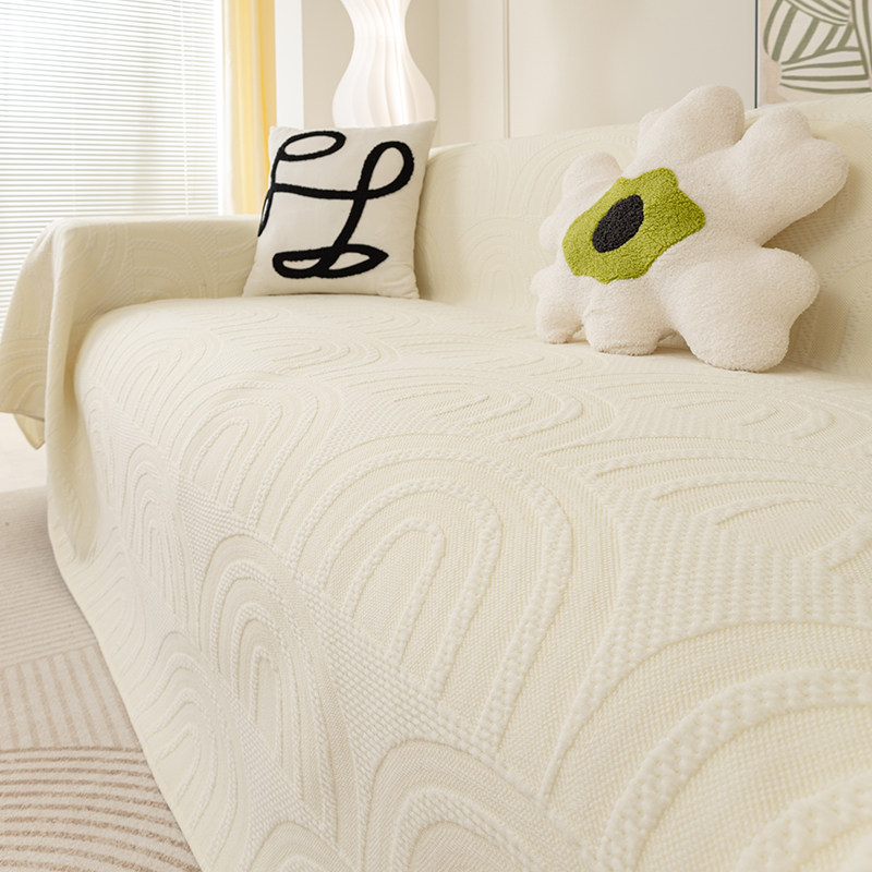 ins奶油风夏季凉感沙发巾夏天款沙发盖布全盖沙发套罩沙发毯防尘,居家布艺,沙发套,淘宝优惠券,粉丝福利购,淘宝优惠卷